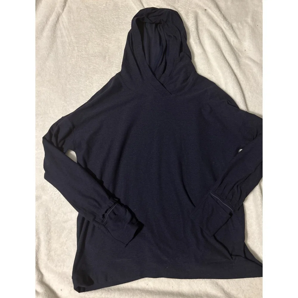Lululemon Hoodie Womens 12 Navy  Blue Stretch Performance Thumbholes Athletic
